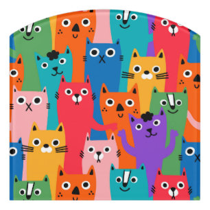 Colorful cats pattern door sign
