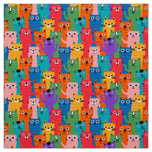 Colorful cats pattern fabric