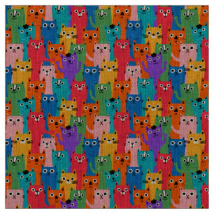 Colorful cats pattern fabric
