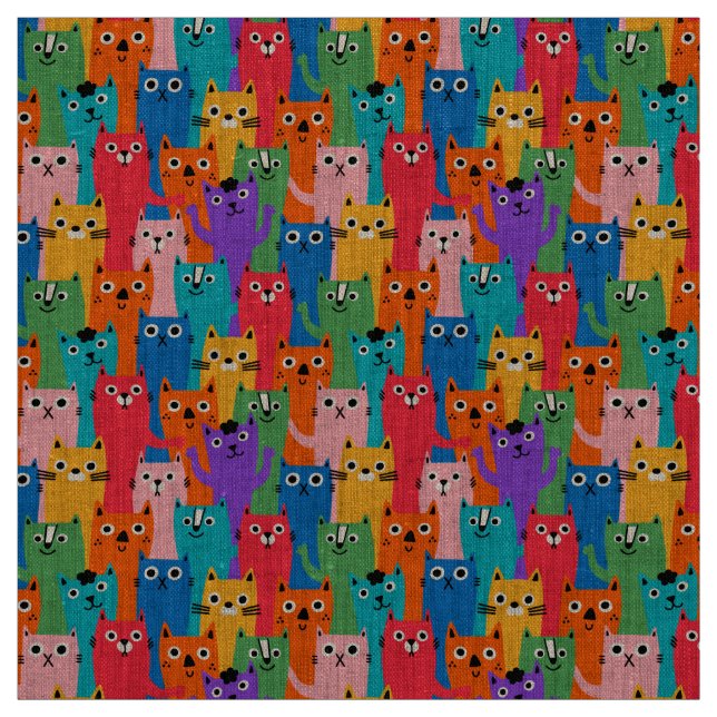 Colorful cats pattern fabric (Swatch)