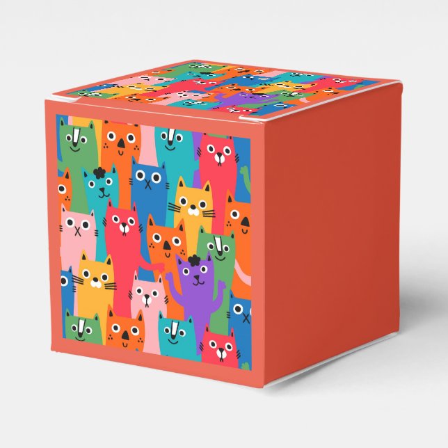 Colorful cats pattern favor boxes (Front Side)