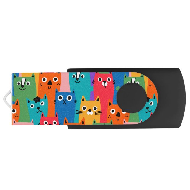 Colorful cats pattern flash drive (Back)