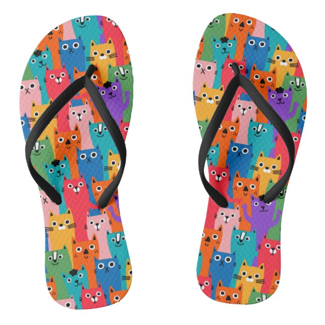 Colorful cats pattern flip flops (Footbed)