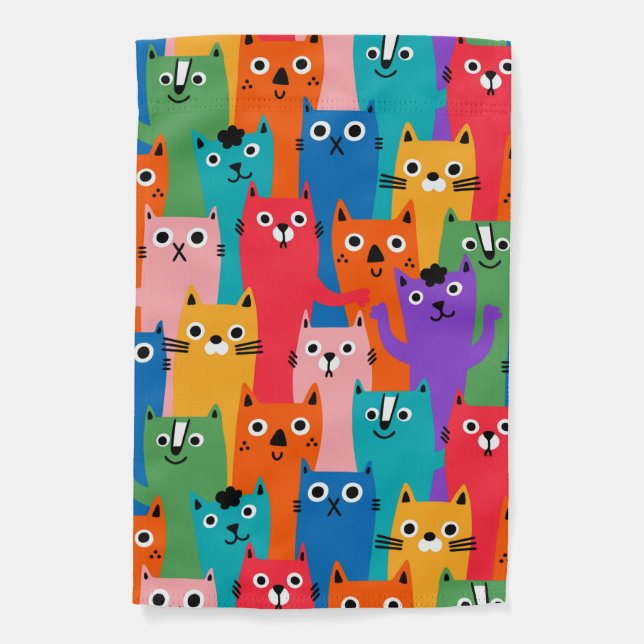 Colorful cats pattern garden flag (Front)