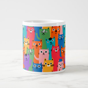 Colorful cats pattern giant coffee mug