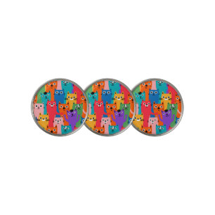 Colorful cats pattern golf ball marker