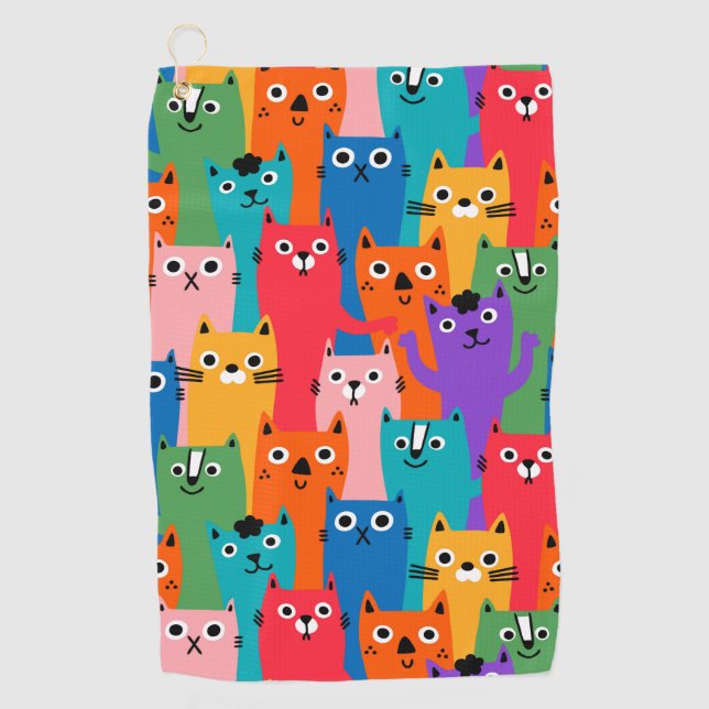 Colorful cats pattern golf towel (Front)