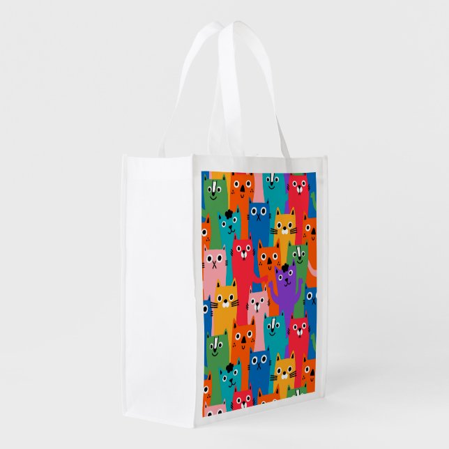 Colorful cats pattern grocery bag (Back Side)