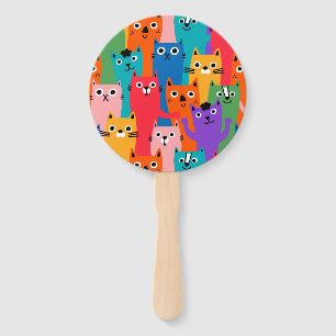Colorful cats pattern hand fan