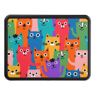 Colorful cats pattern hitch cover