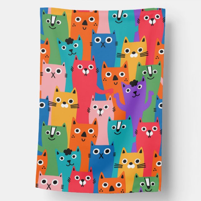 Colorful cats pattern house flag (Front)