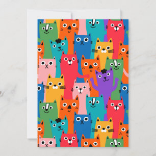 Colorful cats pattern invitation