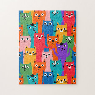 Colorful cats pattern jigsaw puzzle