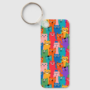 Colorful cats pattern keychain