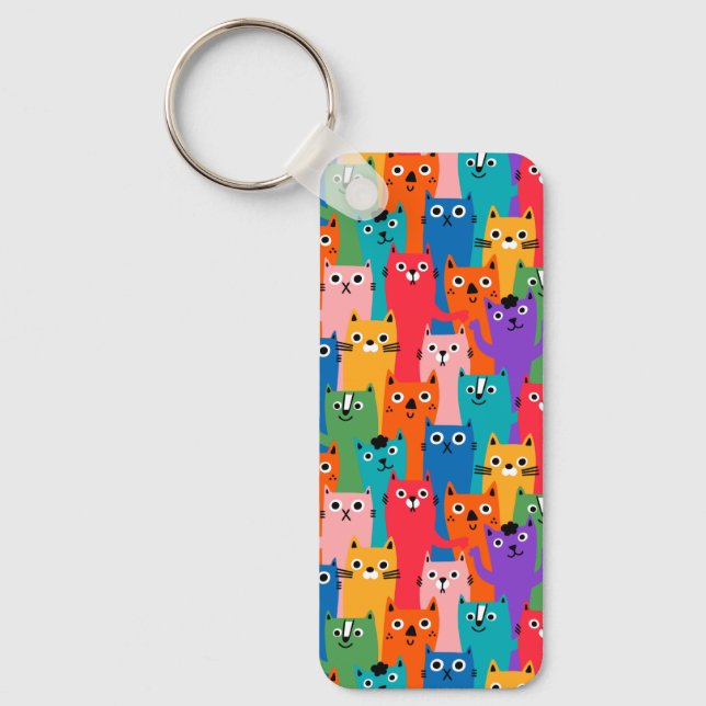 Colorful cats pattern keychain (Front)