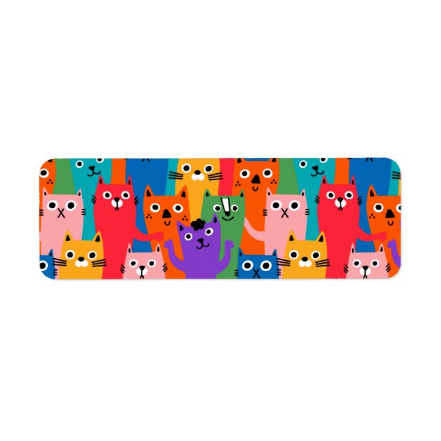Colorful cats pattern label (Front)