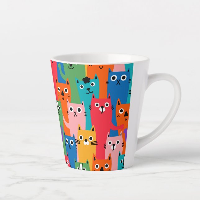 Colorful cats pattern latte mug (Right)