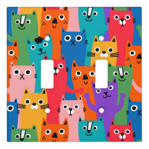 Colorful cats pattern light switch cover