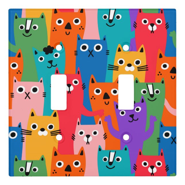 Colorful cats pattern light switch cover (Front)