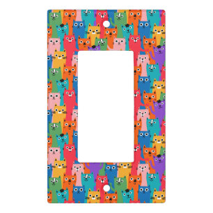Colorful cats pattern light switch cover
