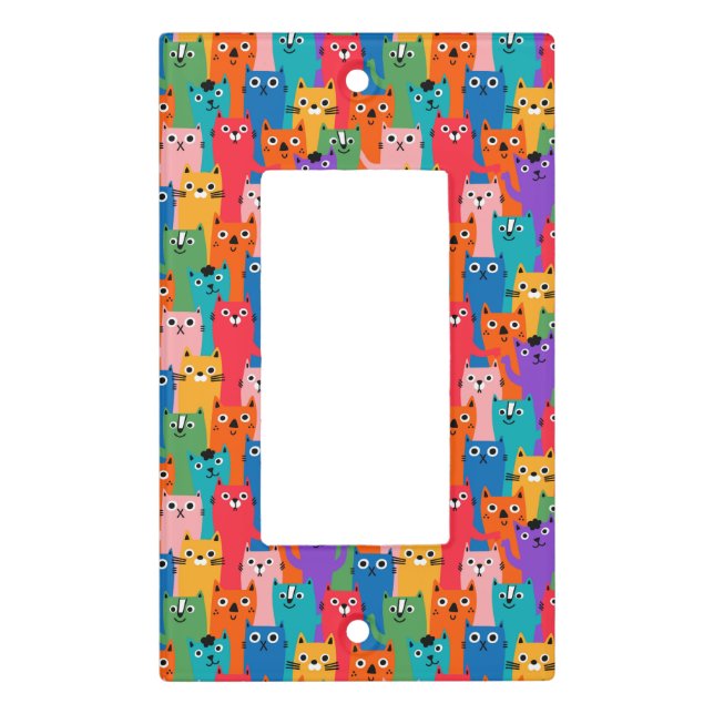 Colorful cats pattern light switch cover (Front)