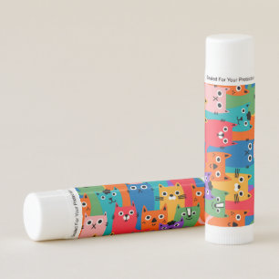 Colorful cats pattern lip balm