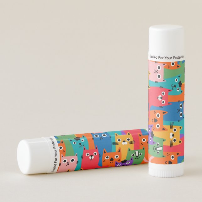 Colorful cats pattern lip balm (Front)
