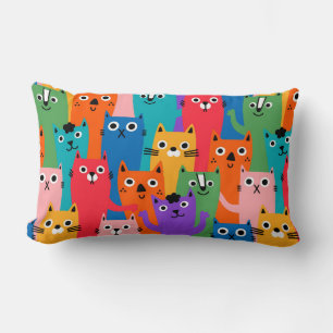 Colorful cats pattern lumbar pillow