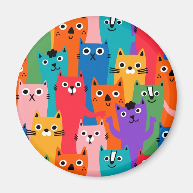 Colorful cats pattern magnet (Front)