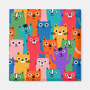 Colorful cats pattern magnet