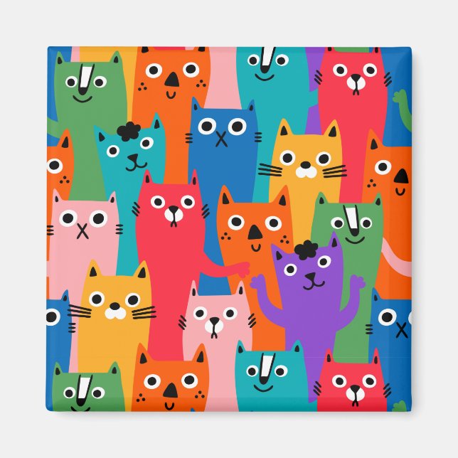 Colorful cats pattern magnet (Front)