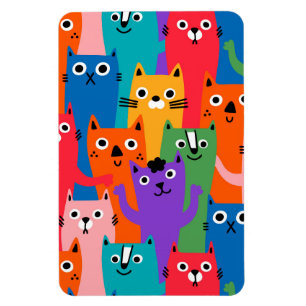 Colorful cats pattern magnet