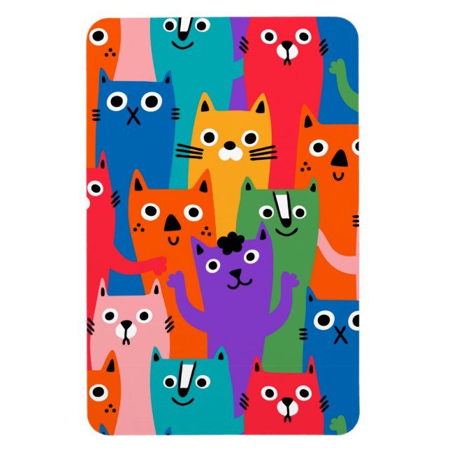 Colorful cats pattern magnet (Vertical)