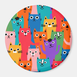 Colorful cats pattern magnet