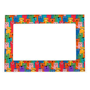 Colorful cats pattern magnetic frame