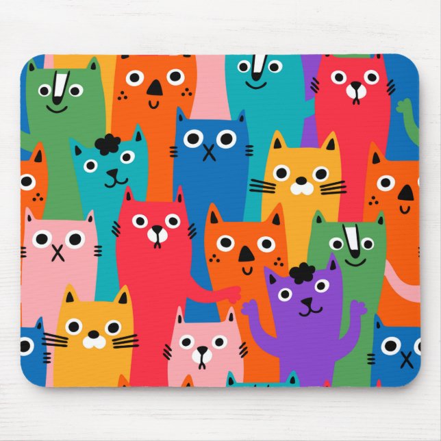 Colorful cats pattern mouse pad (Front)