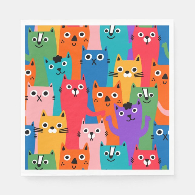Colorful cats pattern napkins (Front)