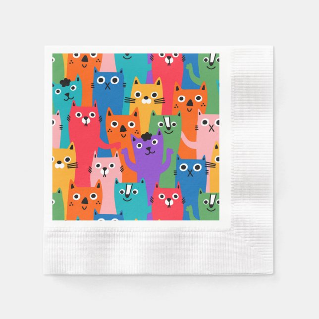 Colorful cats pattern napkins (Front)