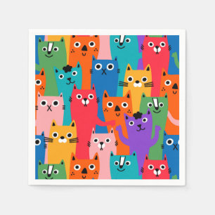 Colorful cats pattern napkins