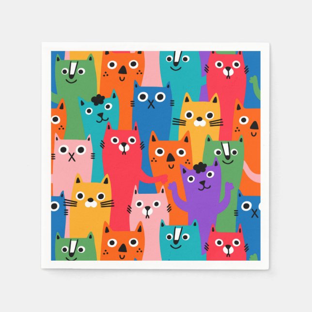 Colorful cats pattern napkins (Front)
