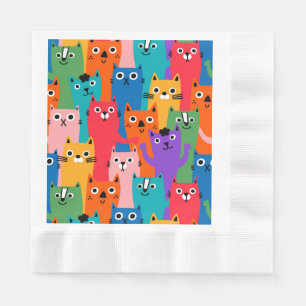 Colorful cats pattern napkins