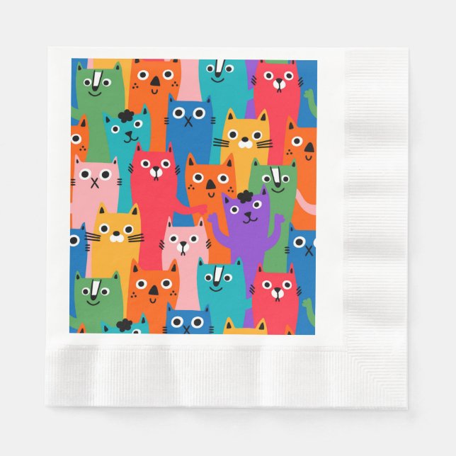 Colorful cats pattern napkins (Front)
