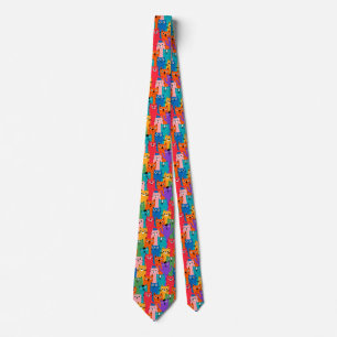 Colorful cats pattern neck tie