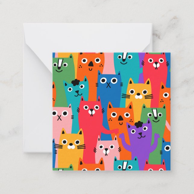 Colorful cats pattern note card (Front)