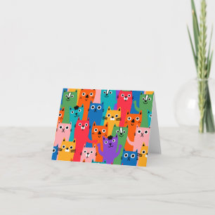 Colorful cats pattern note card