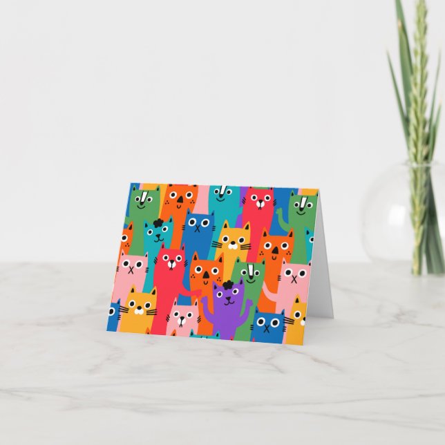 Colorful cats pattern note card (Front)