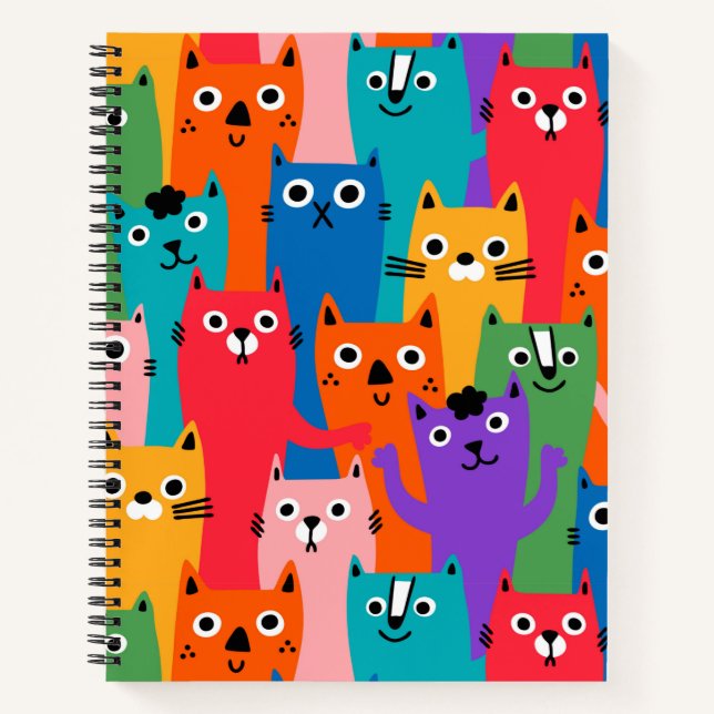 Colorful cats pattern notebook (Front)
