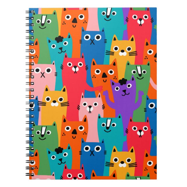 Colorful cats pattern notebook (Front)