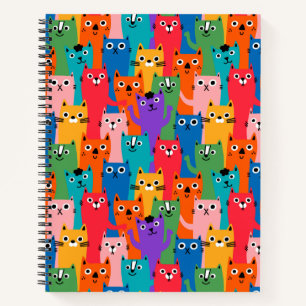 Colorful cats pattern notebook