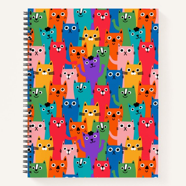 Colorful cats pattern notebook (Front)